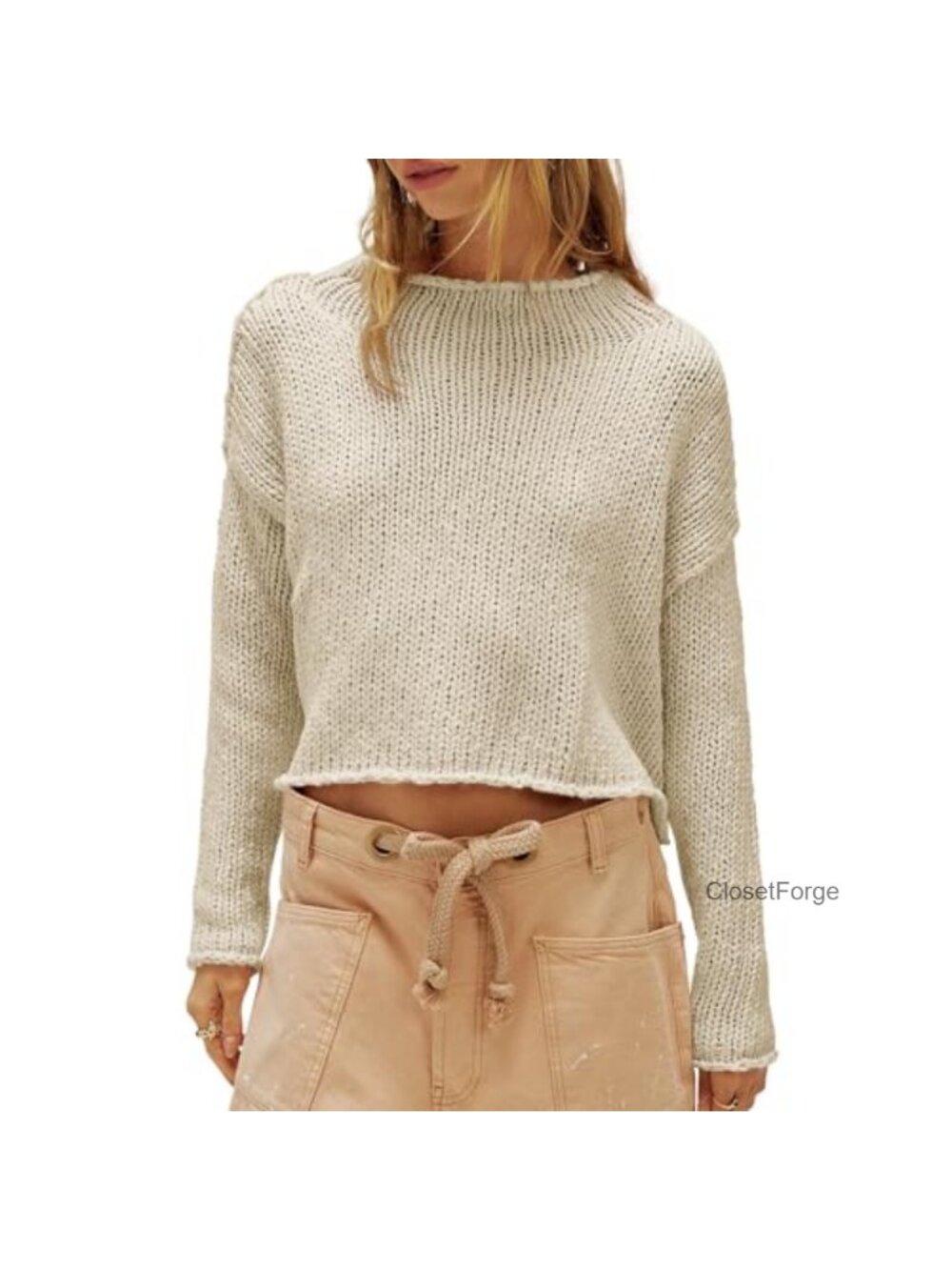 Oversized Rolled Neck Knit Sweater Women Long Sleeve Pullover